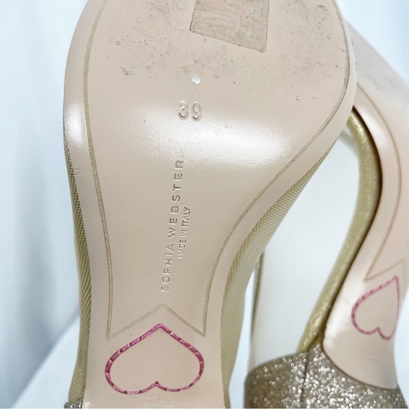 Sophia Webster Jasmine Crystal Glitter Pointed Toe Pumps Heels Cocktail Bridal - Picture 9 of 9